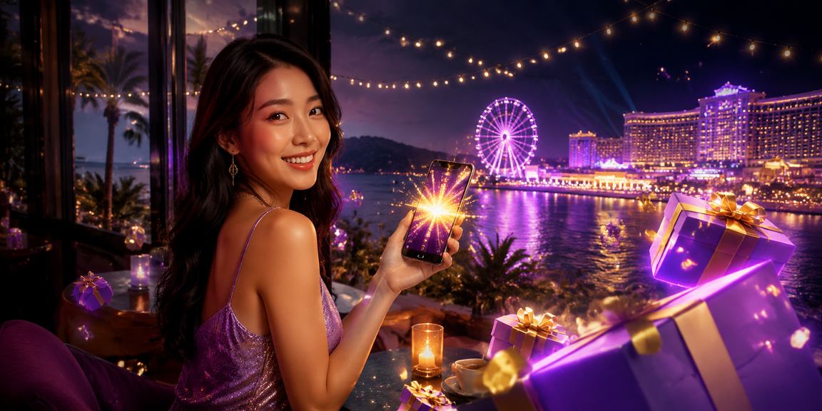 Người dùng Phú Quốc chơi casino trực tuyến trên điện thoại tại quán cà phê bãi biển